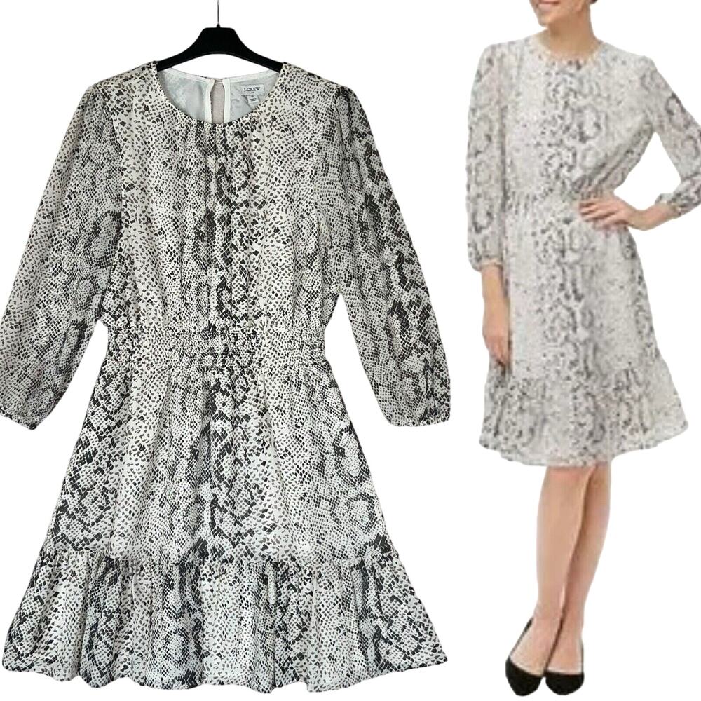 J. Crew Dress Puff Sleeve Snakeskin